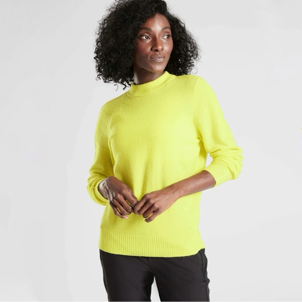 Athleta Lavish Lime Yellow Merino Wool Blend Pullover Sweater